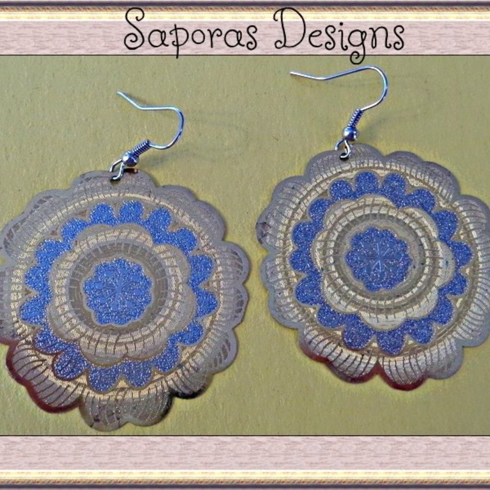 Gold & Silver In Color Dangle Flower Design Earrings